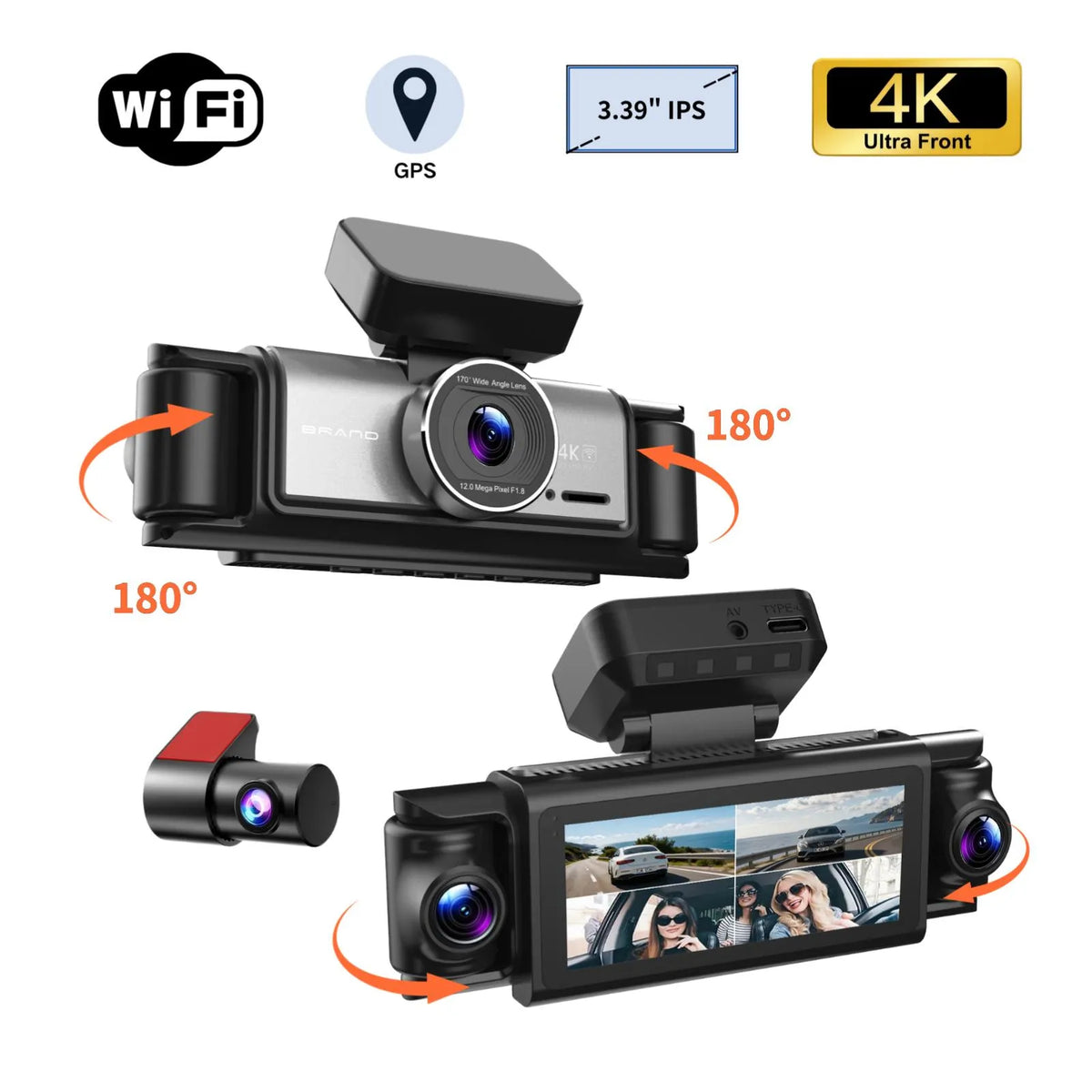 4CH Car Dashcam with 3.39" IPS -LF812