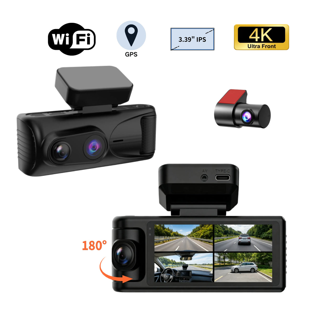 4CH Car Dashcam with 3.39" IPS -LF813