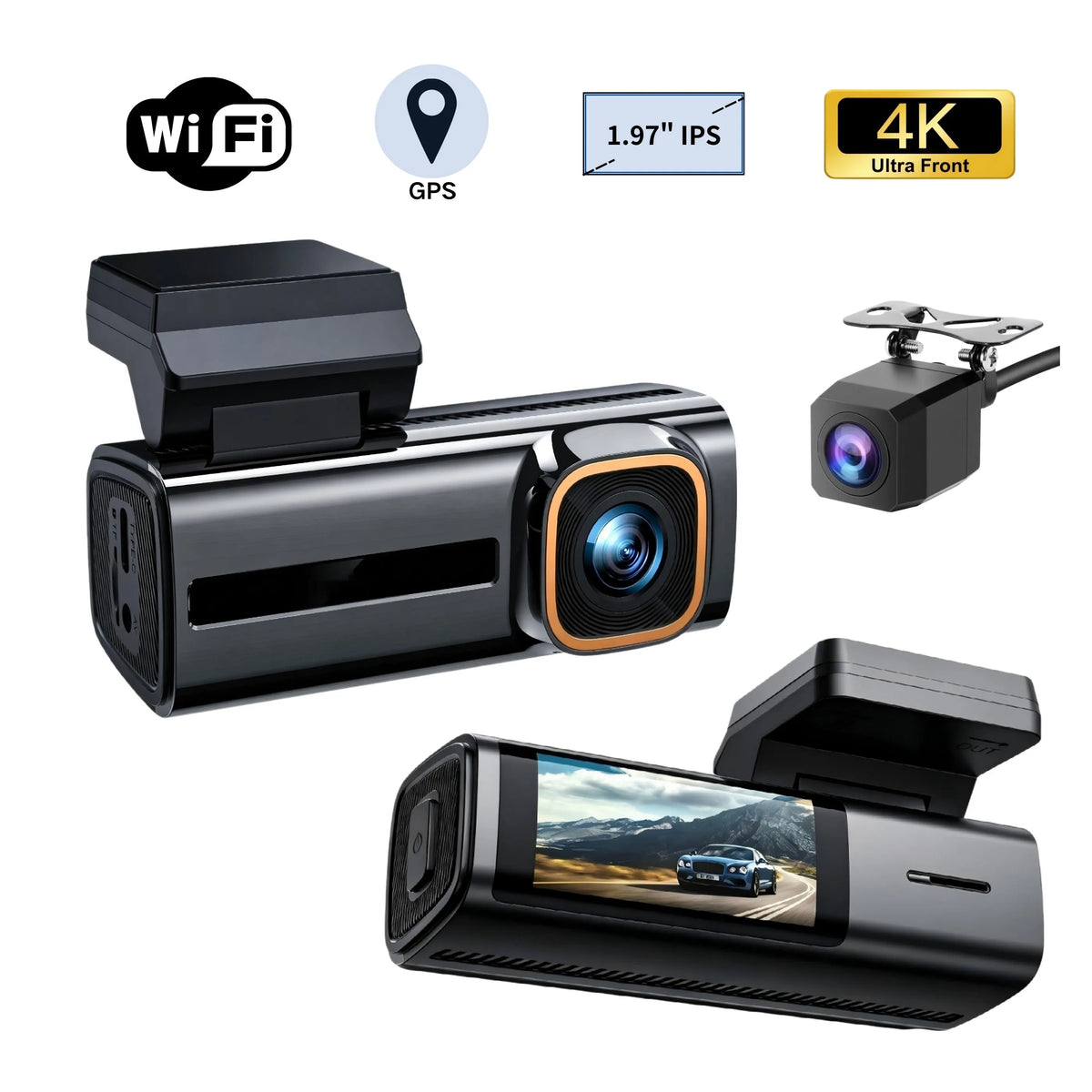 4K dual Car Dashcam with 1.97" IPS -LF820
